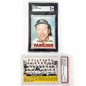 '67 Topps #150 Mickey Mantle SGC 1 & 56 Topps Cubs