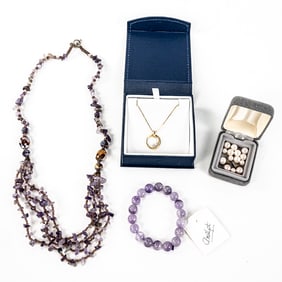 14K Gold Diamond Journey Pendant w 17" Necklace ++