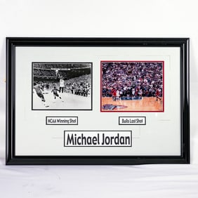 Framed Michael Jordan Winning Shot NCAA & Last NBA