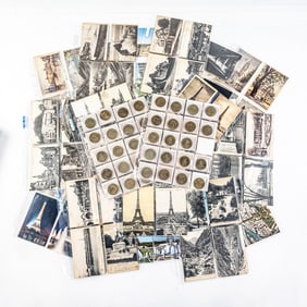 (166) Early Foreign Postcards &(39) Monnaie Tokens