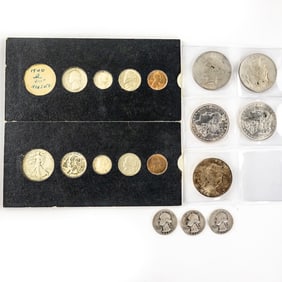 (5) Assorted Morgan & Peace Silver Dollars & More