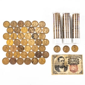 10C Frctional Currency & Teens 20s 30s Wheat Cents