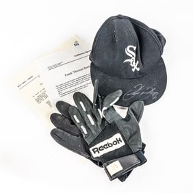 Frank Thomas Game Used Auto Hat & Batting Gloves