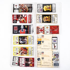 Assorted Chicago Bears & Bulls Playoff Ticket Stub