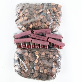 (7) Rolls 1960-D Skirted R (10) Wheat Cent Rolls +