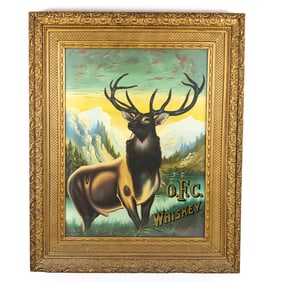 Large O.F.C. Whiskey Advertisement Framed Painting
