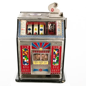 Watling 1 Cent Twin Jackpot w/ Gum Vending