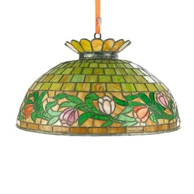 Lrg Hanging Stained Glass Ceiling Light Shade