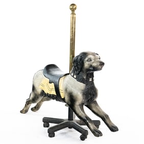 Carved Wood Dog Carousel Figure