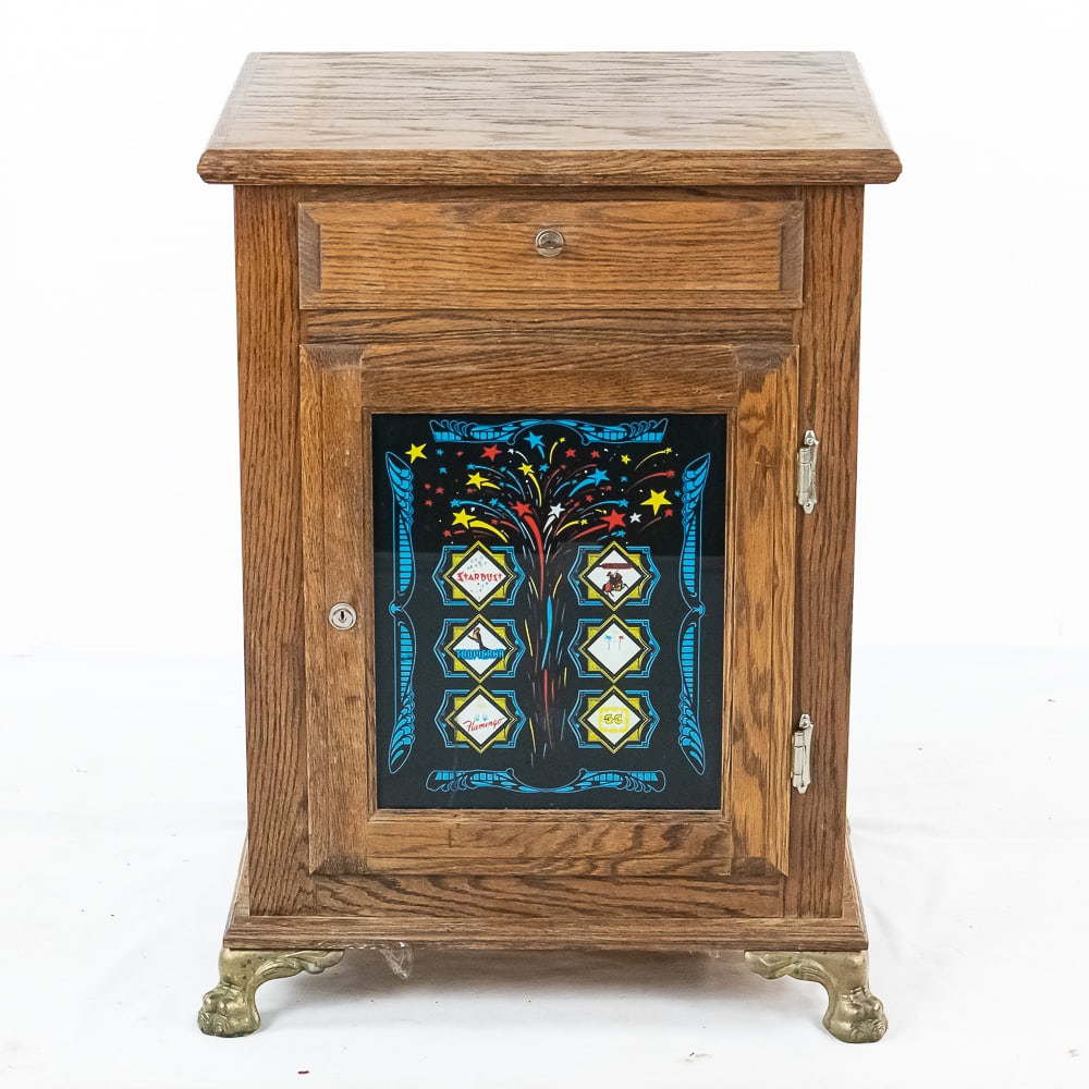 Oak Cabinet Slot Machine Stand W/Interior Light (1 of 10)