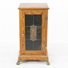 Oak Cabinet Slot Machine Stand w/Interior Light