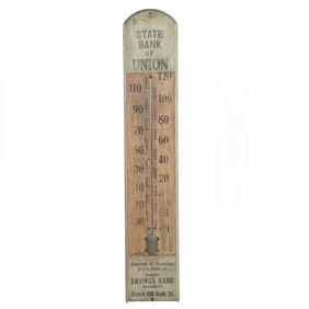 Large State Bank of Union Advertising Thermometer
