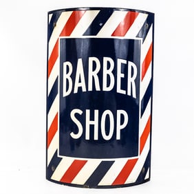 Porcelain Convex Barber Shop Sign