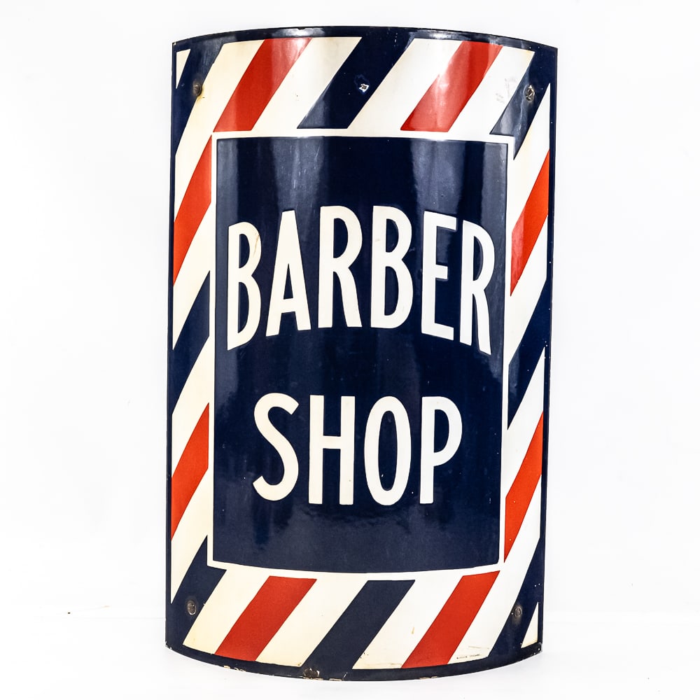 Porcelain Convex Barber Shop Sign (1 of 10)