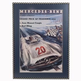 1954 Grand Prix Mercedes Benz W-196 Framed