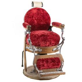 Kochs "Congress" Oak Round Seat Barber Chair