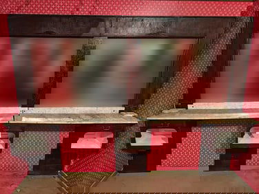 Three Station Oak Barbershop Back Bar