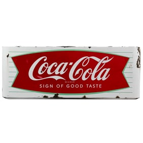 "Drink Coca Cola" Porcelain Fishtail Sign