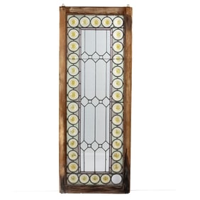 Stained Glass Window with Circles/Wood Frame