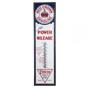 Large Porcelain Red Crown Advertising Thermometer