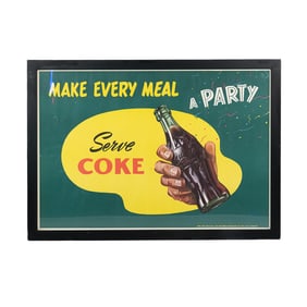 Framed Coca Cola Sign "Make Every Meal A Party"