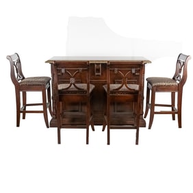 Small Wood  Bar With 4 Stools