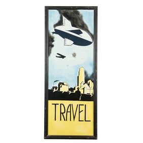 Contemporary "Travel" Framed Wood Sign