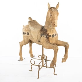 Carved Wood Billy Goat Carousel Figure