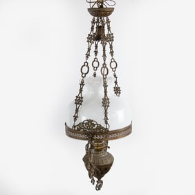 Victorian Ornate Hanging Oil Lamp