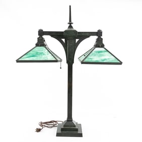 Cast Iron Gothic Style, Double Shade Table Lamp