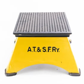 Railroad Steel Step Stool "AT&SFR"