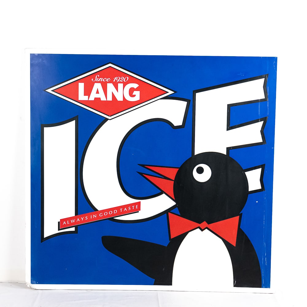 Large Lang ICE Sign: Due to the size/weight/fragility of this item, it will require a pick up or customer-arranged 3rd-party shipping. We will connect you with reputable transport companies after the auction. Sign from Ch