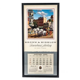 Framed 1955 Brown and Bigelow Calendar