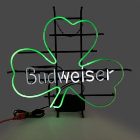 Contemporary Budweiser Clover Leaf Neon Sign