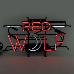 Contemporary Red Wolf Beer Neon