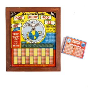 Vintage 25C Savings Bonds & Pioneer 5C Punchboards