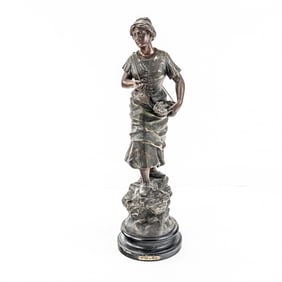 Ornate French Spelter Statue "Retour-de-Peche"