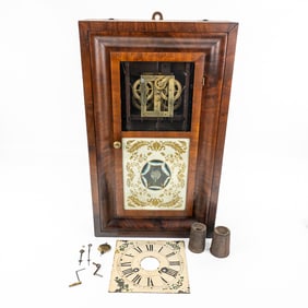 Antique Collin's Co. Parlor Clock w Painted Window