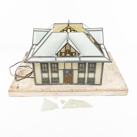 Folk Art Light Up Leaded Glass Display House