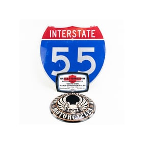 (3) Contemporary Harley & Interstate Signs