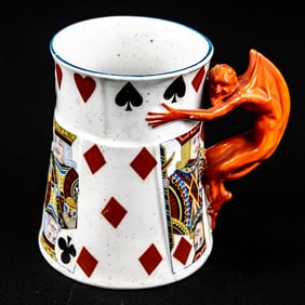 Royal Bayreuth Devil & Playing Cards Mug