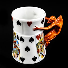 Royal Bayreuth Devil & Playing Cards Mug