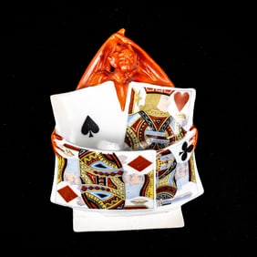 Royal Bayreuth Devil & Playing Cards Match Holder