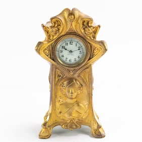 Seth Thomas Art Nouveau Gilded Figural 9.5" Clock