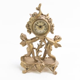 Antique Western Clock Co Double Cupid Mantle Clock