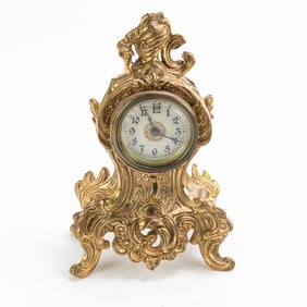 Antique Western Clock Gilded Brass Figural Clock