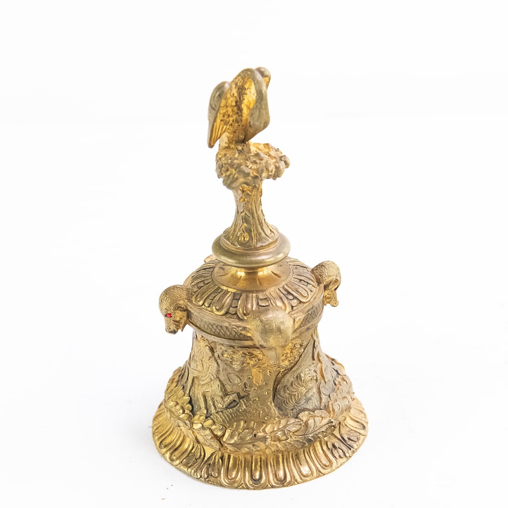 Antique Gilded Jeweled Brass Ring for Service Bell (1 of 9)