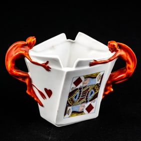 Royal Bayreuth Devil & Playing Cards Open Sugar