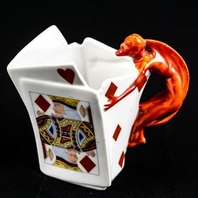 Royal Bayreuth Devil & Playing Cards Creamer