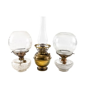 Lot of 3: Victorian Tabletop Oil Lamps